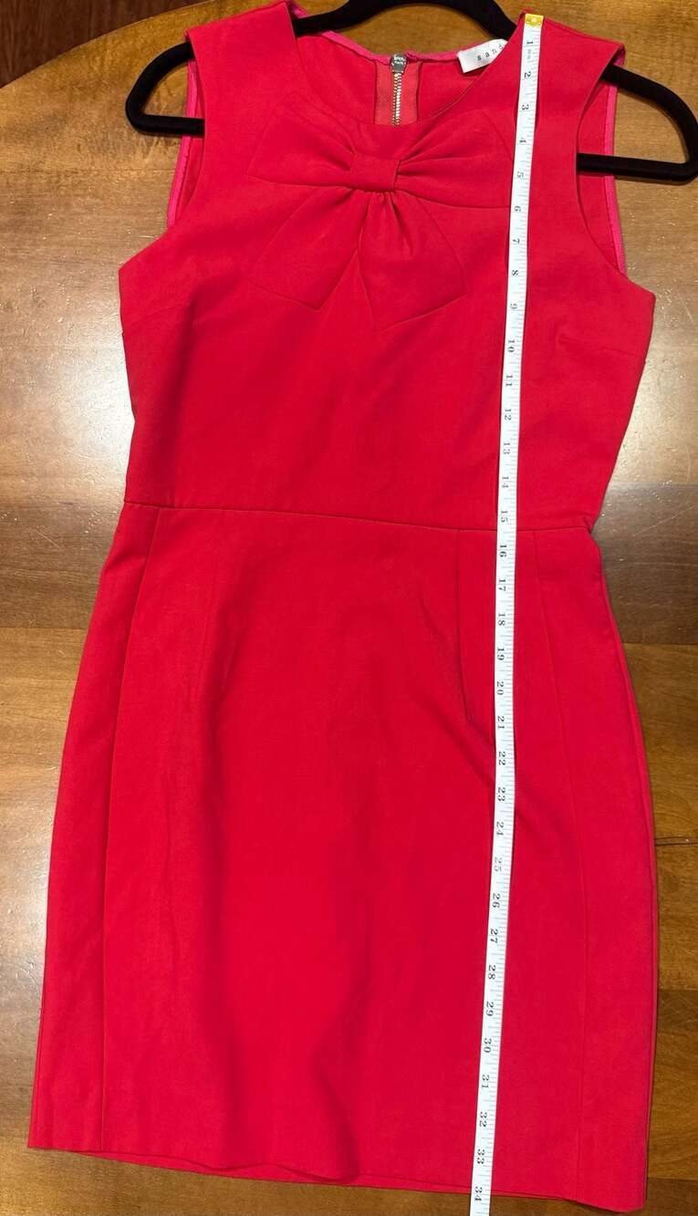Sandro Paris Hot Pink Magenta Bow Fitted Mini Dress Size XS - Picture 10 of 11
